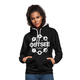 Ostsee Symbole - Frauen Kontrast-Hoodie - Schwarz/Grau meliert