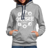 Ostsee Symbole - Frauen Kontrast-Hoodie - Grau meliert/Navy