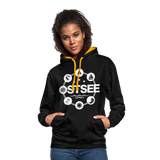 Ostsee Symbole - Frauen Kontrast-Hoodie - Schwarz/Gold