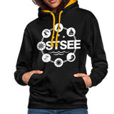 Ostsee Symbole - Frauen Kontrast-Hoodie - Schwarz/Gold