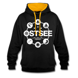 Ostsee Symbole - Frauen Kontrast-Hoodie - Schwarz/Gold