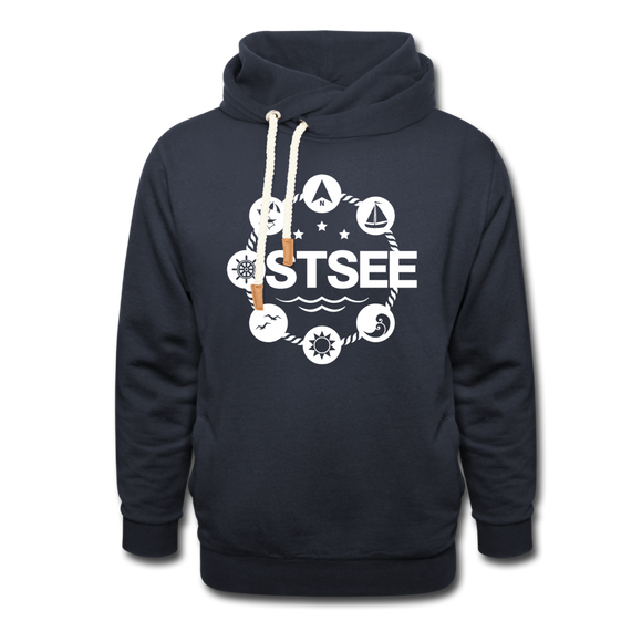 Ostsee Symbole - Frauen Schalkragen Hoodie - Navy