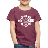 Nordsee Symbole - Kinder Premium T-Shirt - Bordeauxrot meliert