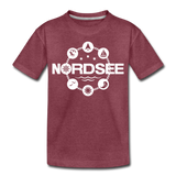 Nordsee Symbole - Kinder Premium T-Shirt - Bordeauxrot meliert