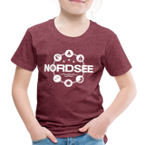 Nordsee Symbole - Kinder Premium T-Shirt - Bordeauxrot meliert