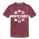 Nordsee Symbole - Teenager Premium T-Shirt - Bordeauxrot meliert