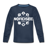 Nordsee Symbole - Kinder Premium Langarmshirt - Navy