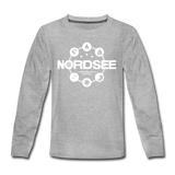 Nordsee Symbole - Teenager Premium Langarmshirt - Grau meliert