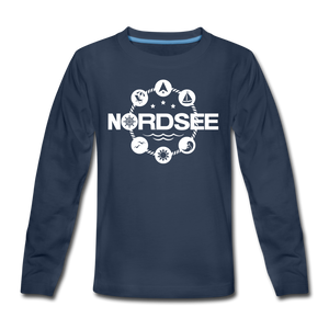 Nordsee Symbole - Teenager Premium Langarmshirt - Navy