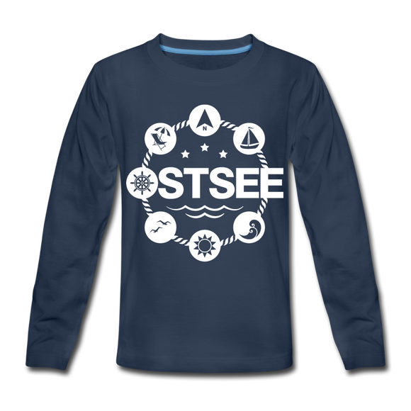 Ostsee Symbole - Kinder Premium Langarmshirt - Navy