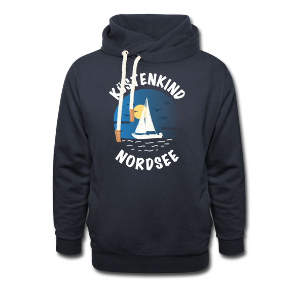 Küstenkind Nordsee - Frauen Schalkragen Hoodie - Navy