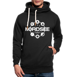 Nordsee Symbole - Männer Schalkragen Hoodie - Schwarz