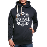 Ostsee Symbole -  Männer Schalkragen Hoodie - Navy