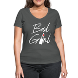 Bad Girl - Frauen Bio-T-Shirt mit V-Ausschnitt von Stanley & Stella - Anthrazit