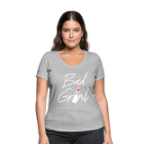 Bad Girl - Frauen Bio-T-Shirt mit V-Ausschnitt von Stanley & Stella - Grau meliert