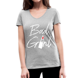 Bad Girl - Frauen Bio-T-Shirt mit V-Ausschnitt von Stanley & Stella - Grau meliert