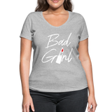 Bad Girl - Frauen Bio-T-Shirt mit V-Ausschnitt von Stanley & Stella - Grau meliert