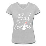 Bad Girl - Frauen Bio-T-Shirt mit V-Ausschnitt von Stanley & Stella - Grau meliert