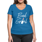 Bad Girl - Frauen Bio-T-Shirt mit V-Ausschnitt von Stanley & Stella - Pfauenblau