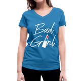 Bad Girl - Frauen Bio-T-Shirt mit V-Ausschnitt von Stanley & Stella - Pfauenblau