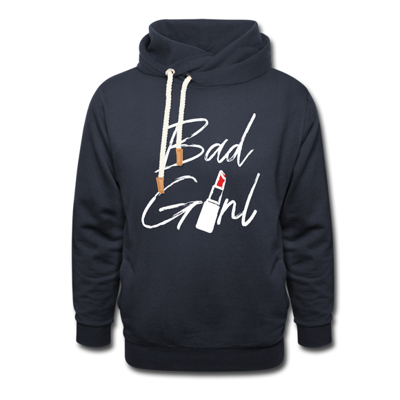 Bad Girl - Frauen Schalkragen Hoodie - Navy