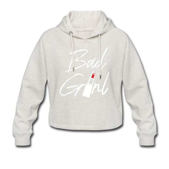 Bad Girl - Frauen Cropped Hoodie - Beige meliert