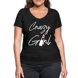 Crazy Girl - Frauen Bio-T-Shirt mit V-Ausschnitt von Stanley & Stella - Schwarz