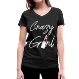 Crazy Girl - Frauen Bio-T-Shirt mit V-Ausschnitt von Stanley & Stella - Schwarz