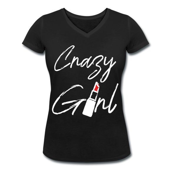 Crazy Girl - Frauen Bio-T-Shirt mit V-Ausschnitt von Stanley & Stella - Schwarz