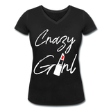 Crazy Girl - Frauen Bio-T-Shirt mit V-Ausschnitt von Stanley & Stella - Schwarz