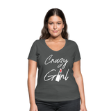 Crazy Girl - Frauen Bio-T-Shirt mit V-Ausschnitt von Stanley & Stella - Anthrazit