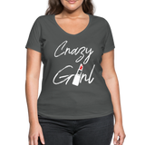 Crazy Girl - Frauen Bio-T-Shirt mit V-Ausschnitt von Stanley & Stella - Anthrazit