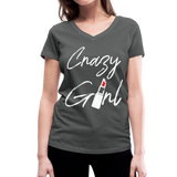 Crazy Girl - Frauen Bio-T-Shirt mit V-Ausschnitt von Stanley & Stella - Anthrazit