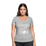 Crazy Girl - Frauen Bio-T-Shirt mit V-Ausschnitt von Stanley & Stella - Grau meliert