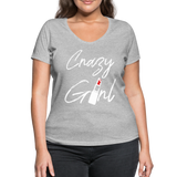 Crazy Girl - Frauen Bio-T-Shirt mit V-Ausschnitt von Stanley & Stella - Grau meliert