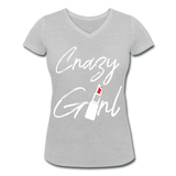 Crazy Girl - Frauen Bio-T-Shirt mit V-Ausschnitt von Stanley & Stella - Grau meliert