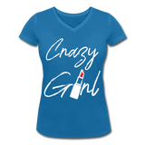 Crazy Girl - Frauen Bio-T-Shirt mit V-Ausschnitt von Stanley & Stella - Pfauenblau