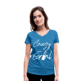 Crazy Girl - Frauen Bio-T-Shirt mit V-Ausschnitt von Stanley & Stella - Pfauenblau