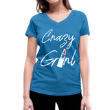 Crazy Girl - Frauen Bio-T-Shirt mit V-Ausschnitt von Stanley & Stella - Pfauenblau