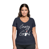 Crazy Girl - Frauen Bio-T-Shirt mit V-Ausschnitt von Stanley & Stella - Navy