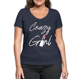 Crazy Girl - Frauen Bio-T-Shirt mit V-Ausschnitt von Stanley & Stella - Navy