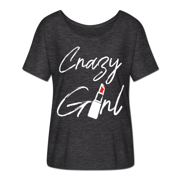 Crazy Girl - Frauen T-Shirt mit Fledermausärmeln von Bella + Canvas - Anthrazit