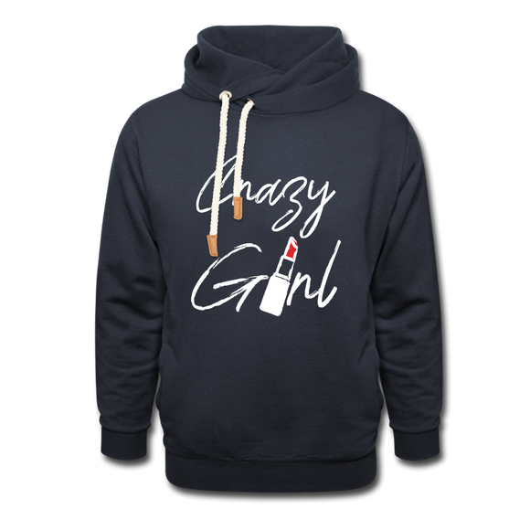 Crazy Girl - Frauen Schalkragen Hoodie - Navy