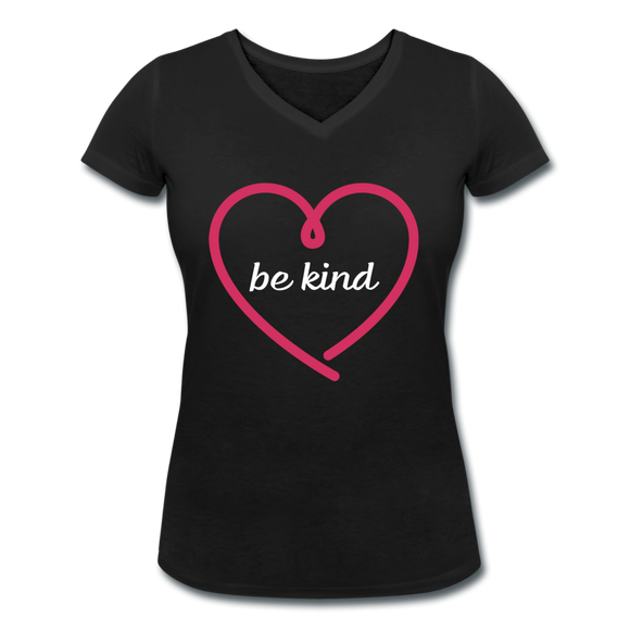 Heart be kind - Frauen Bio-T-Shirt mit V-Ausschnitt von Stanley & Stella - Schwarz