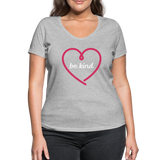 Heart be kind - Frauen Bio-T-Shirt mit V-Ausschnitt von Stanley & Stella - Grau meliert