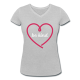 Heart be kind - Frauen Bio-T-Shirt mit V-Ausschnitt von Stanley & Stella - Grau meliert