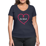 Heart be kind - Frauen Bio-T-Shirt mit V-Ausschnitt von Stanley & Stella - Navy