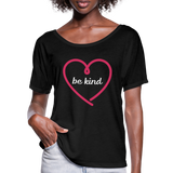 Heart be kind - Frauen T-Shirt mit Fledermausärmeln von Bella + Canvas - Schwarz