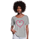 Heart be kind - Frauen T-Shirt mit Fledermausärmeln von Bella + Canvas - Grau meliert