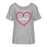 Heart be kind - Frauen T-Shirt mit Fledermausärmeln von Bella + Canvas - Grau meliert